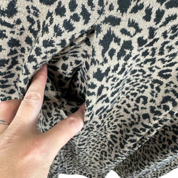Fever Y2K Leopard Print Long Line Cardigan Duster Ruffled Collar Pockets Size XL - Picture 3 of 8